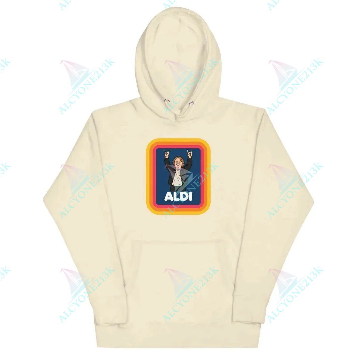 Alcyone213k Lewis Capaldi Unisex Hoodie With 'Capaldi On A Aldi' Graphic - Perfect Music Fan Apparel Bone