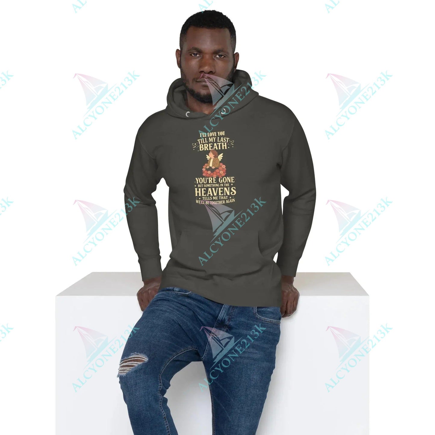 Alcyone213k Lewis Capaldi Hoodie - "Something In The Heavens" Lyric Unisex Cotton Blend Vintage Black