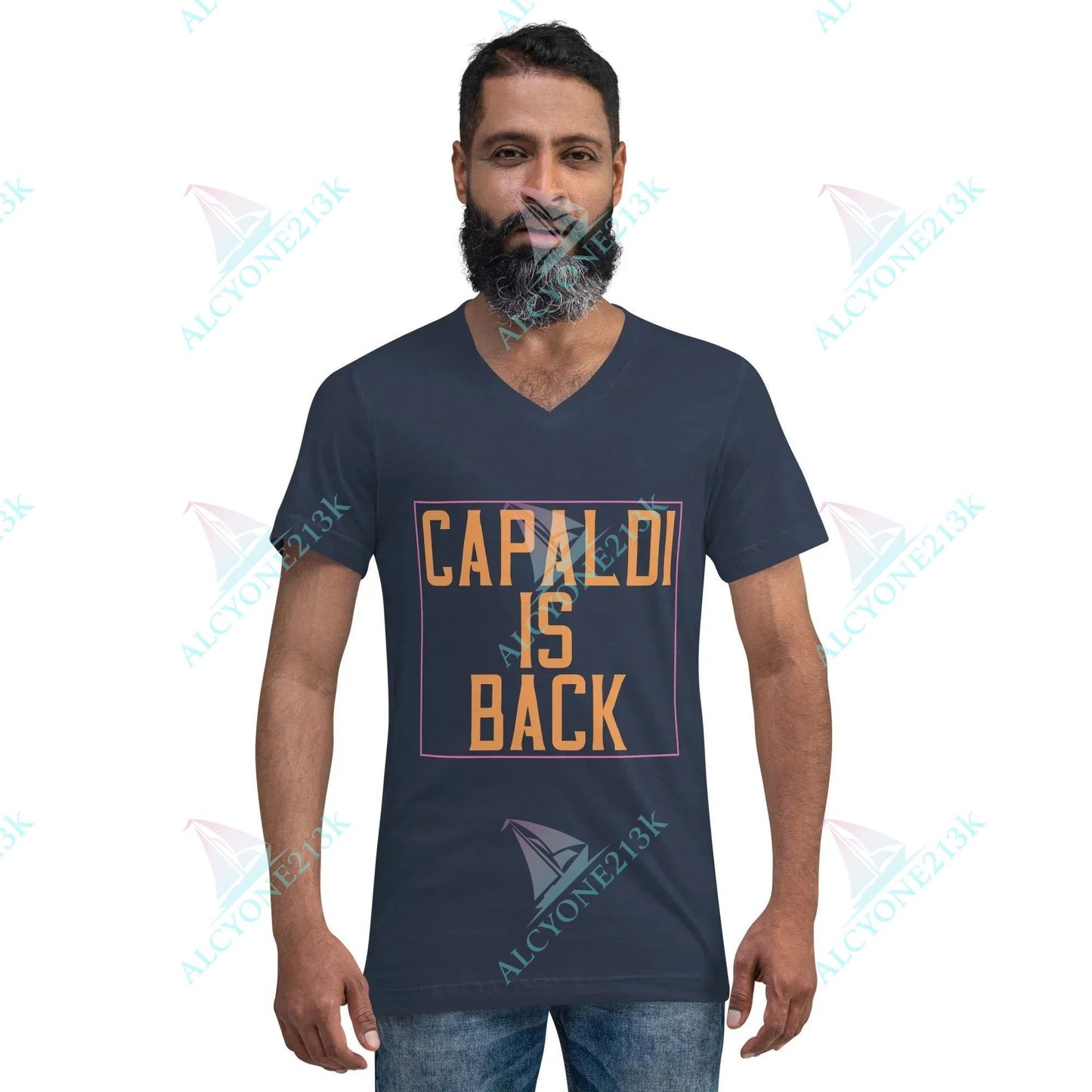 T-shirt Alcyone213k Lewis Capaldi Unisex Cotton T-Shirt - I'm Back Graphic Tee Navy