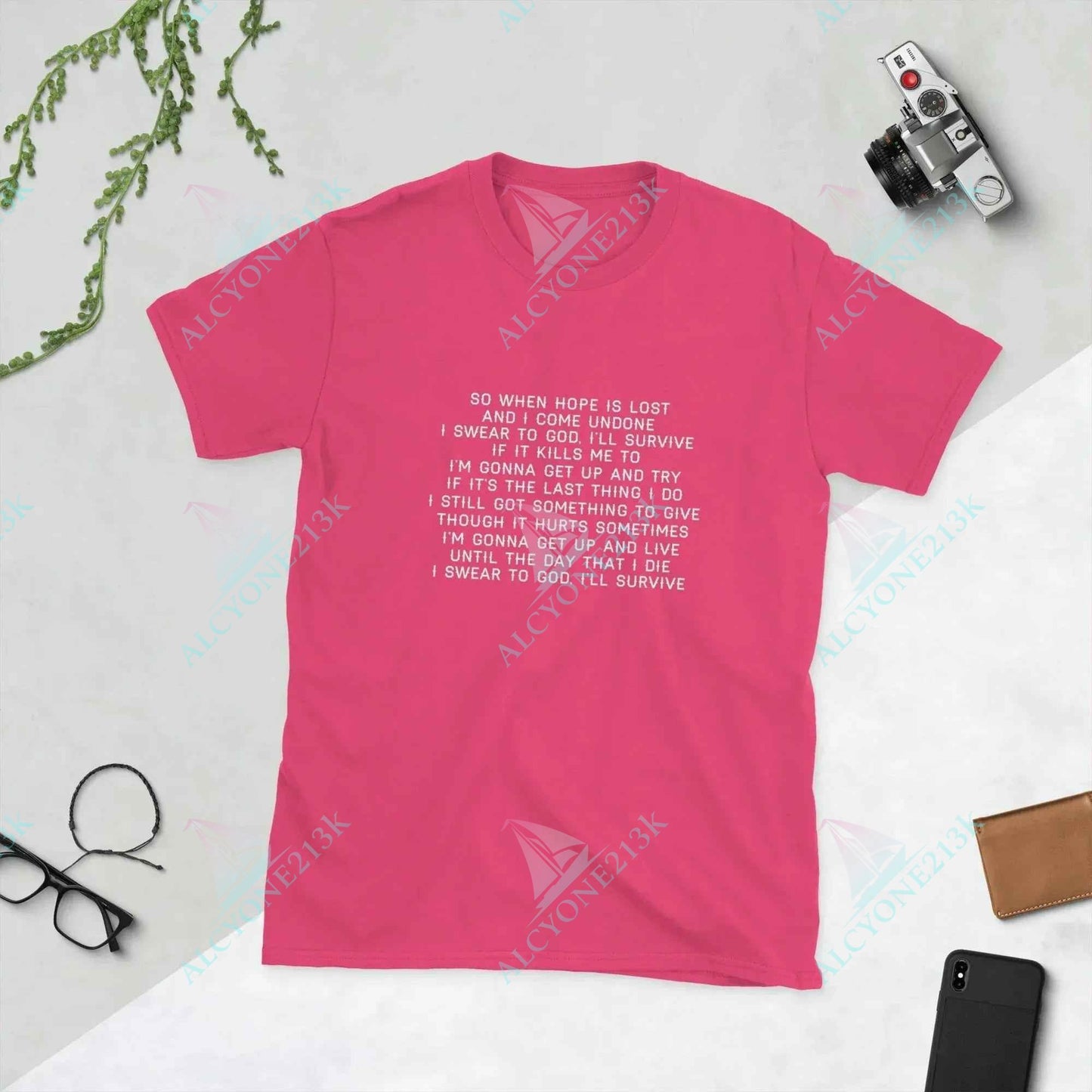 T-shirt Alcyone213k Lewis Capaldi Unisex T-Shirt | Survive Lyrics Cotton Tee Heliconia