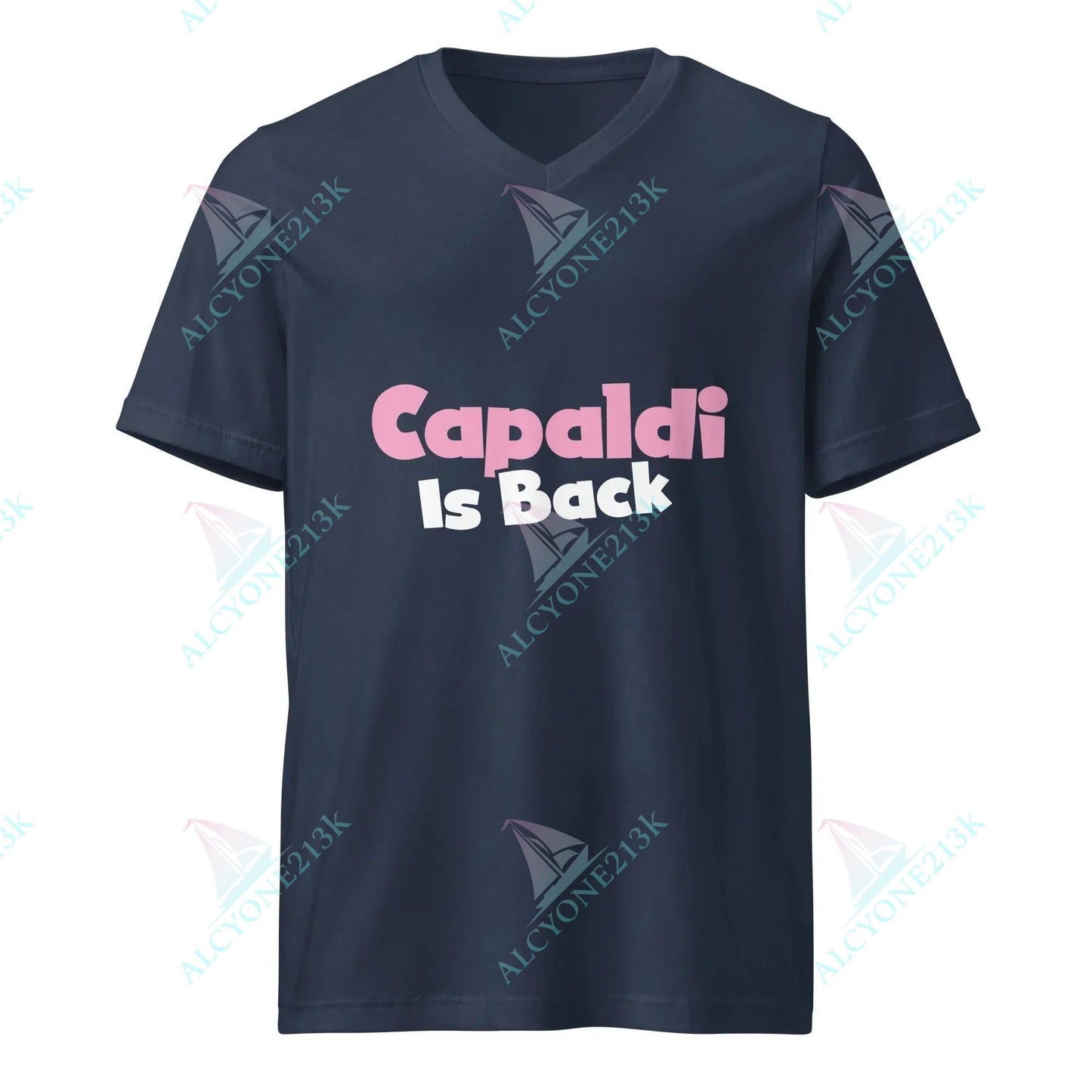 T-shirt Alcyone213k Lewis Capaldi Unisex V-Neck T-Shirt | "Capaldi Is Back" Fan Apparel Navy