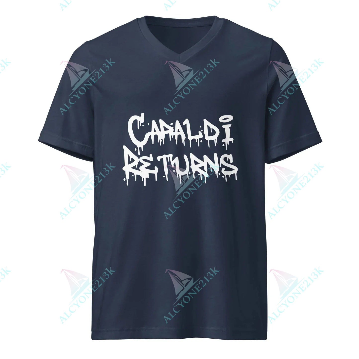 T-shirt Alcyone213k Lewis Capaldi V-Neck T-Shirt - Cotton Blend Fan Apparel Navy