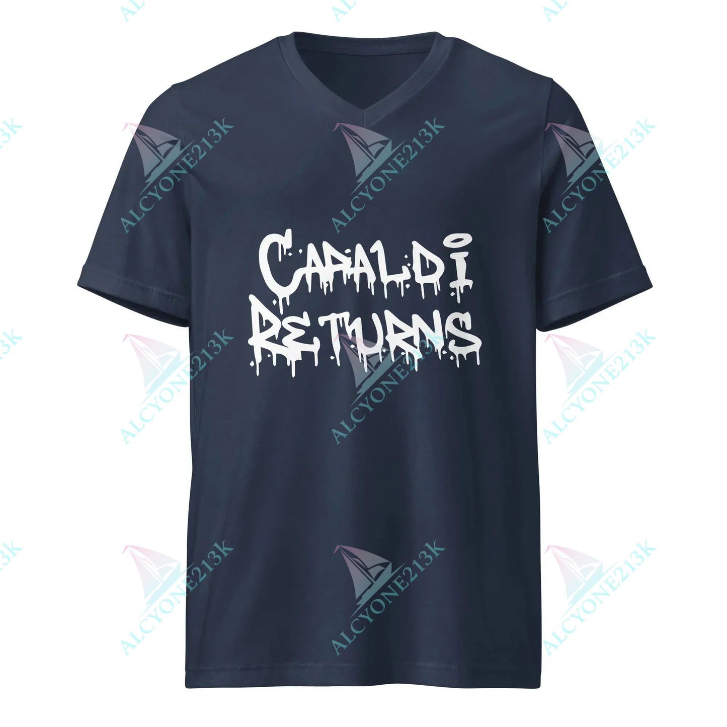 T-shirt Alcyone213k Lewis Capaldi V-Neck T-Shirt - Cotton Blend Fan Apparel Navy