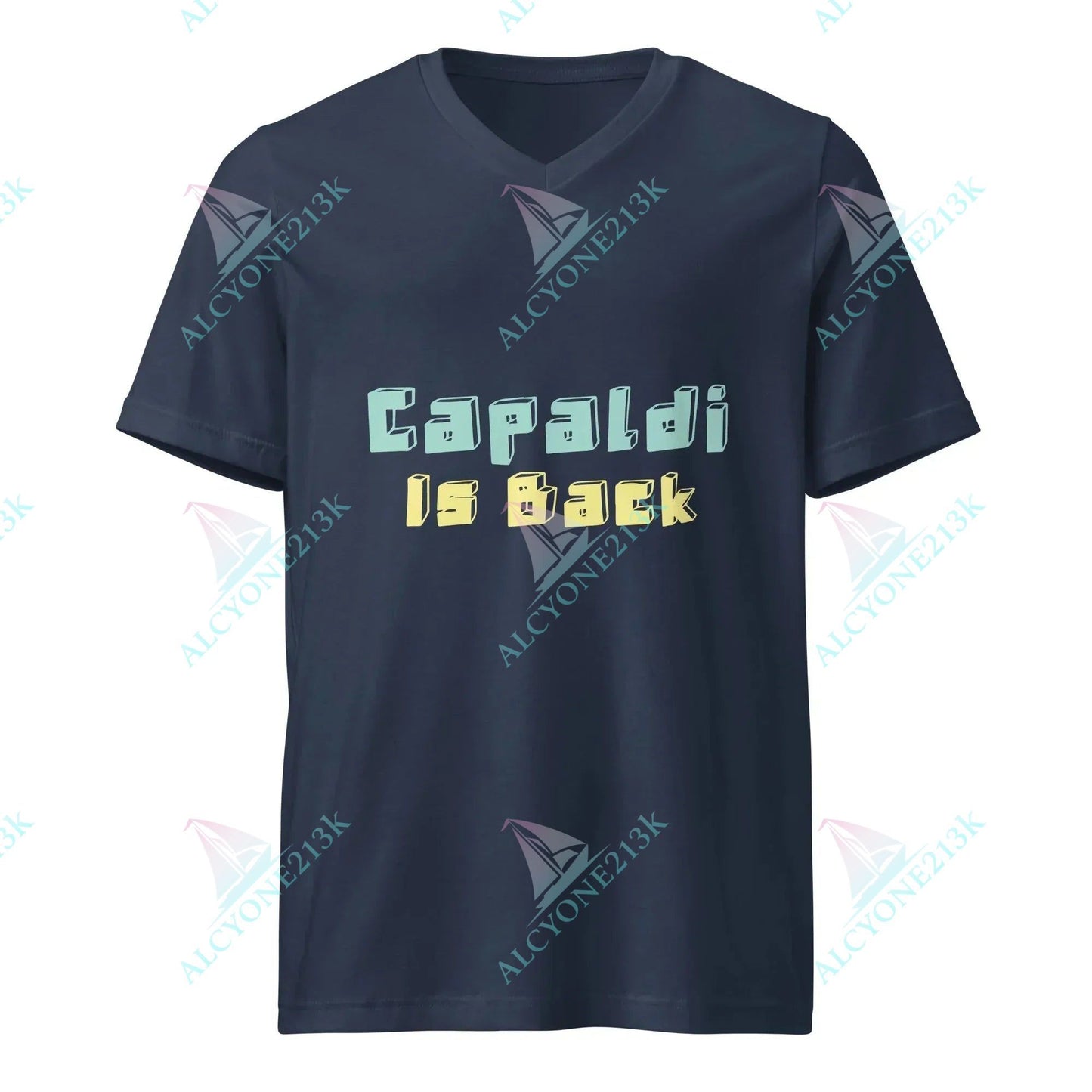 T-shirt Alcyone213k Lewis Capaldi V-Neck T-Shirt - Unisex Cotton Soft Style Navy