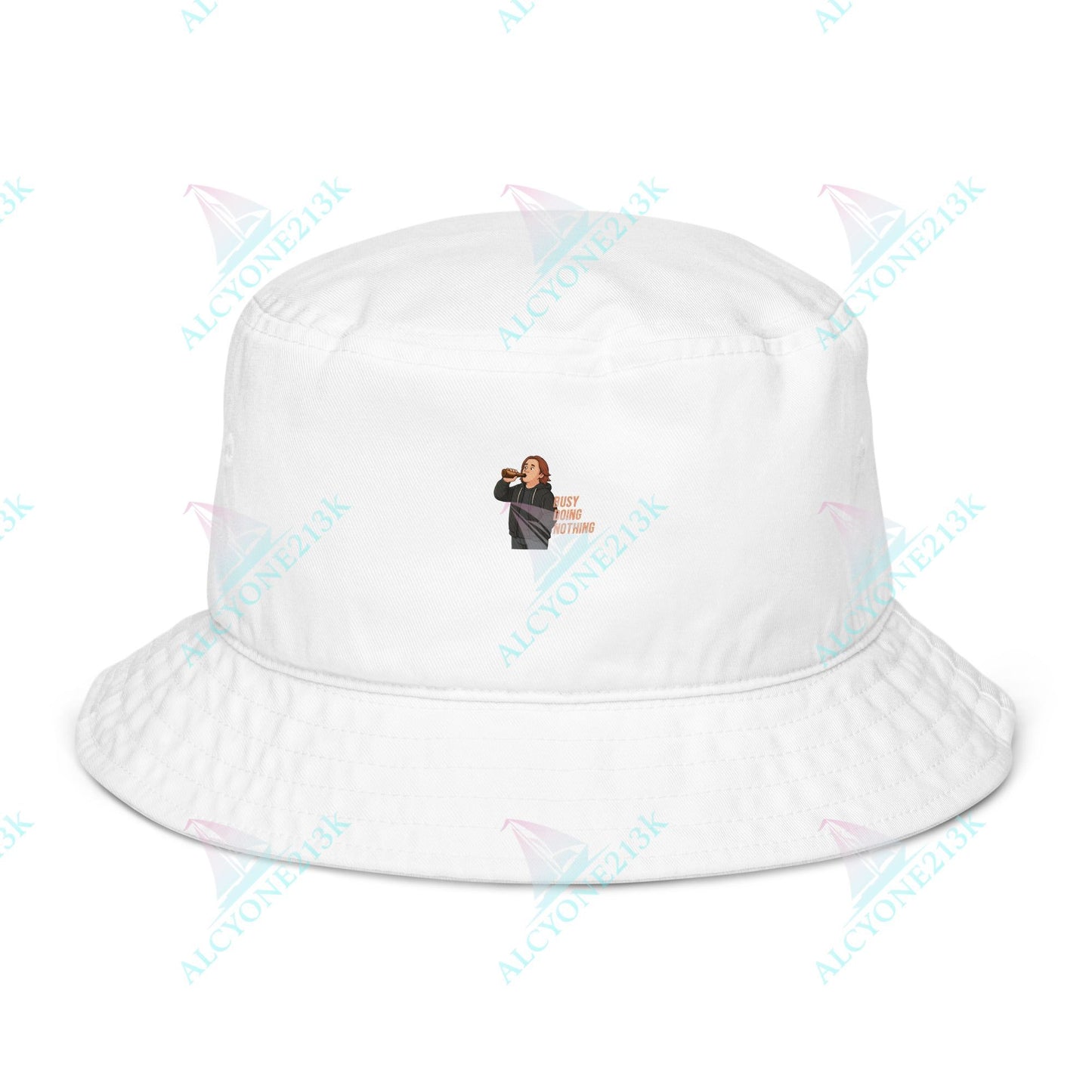Alcyone213k Lewis Capaldi Bucket Hat - Busy Doing Nothing - Funny Quotes Bio White