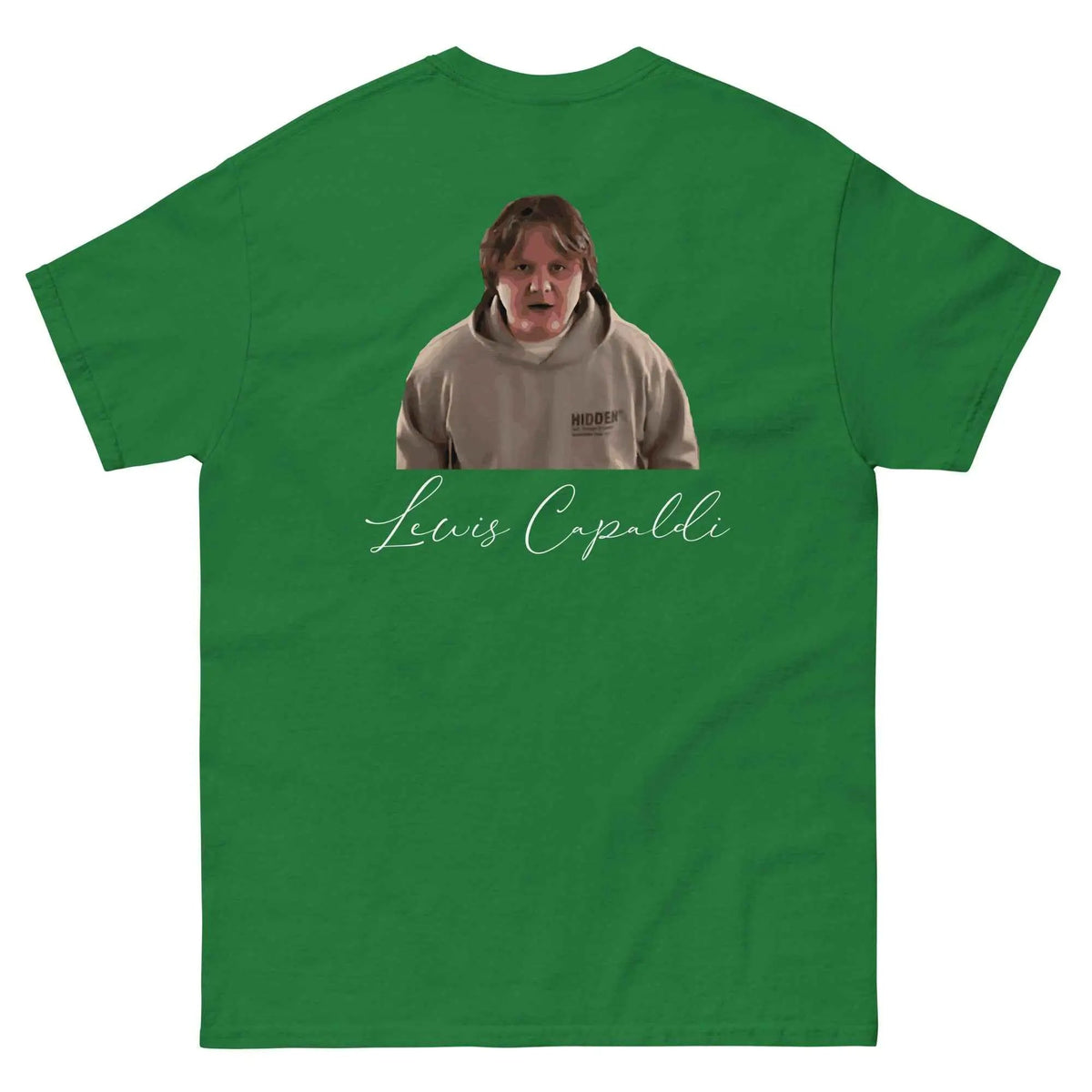 Turf green relaxed-fit unisex T-shirt with Lewis Capaldi graphic back