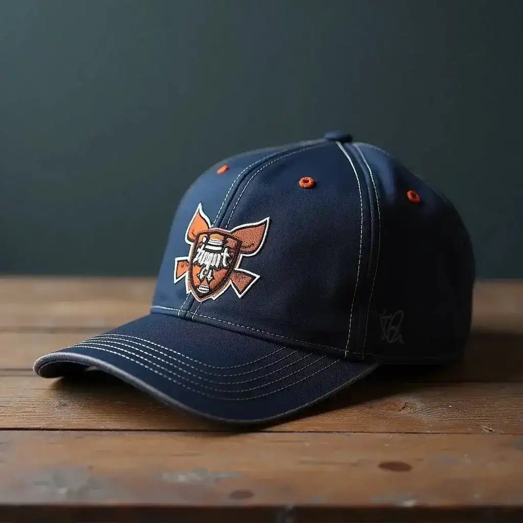 Embroidered Band Cap Style: A Deep Dive into Fit, Stitching, and Fashion, showcasing a navy cap with a unique logo.