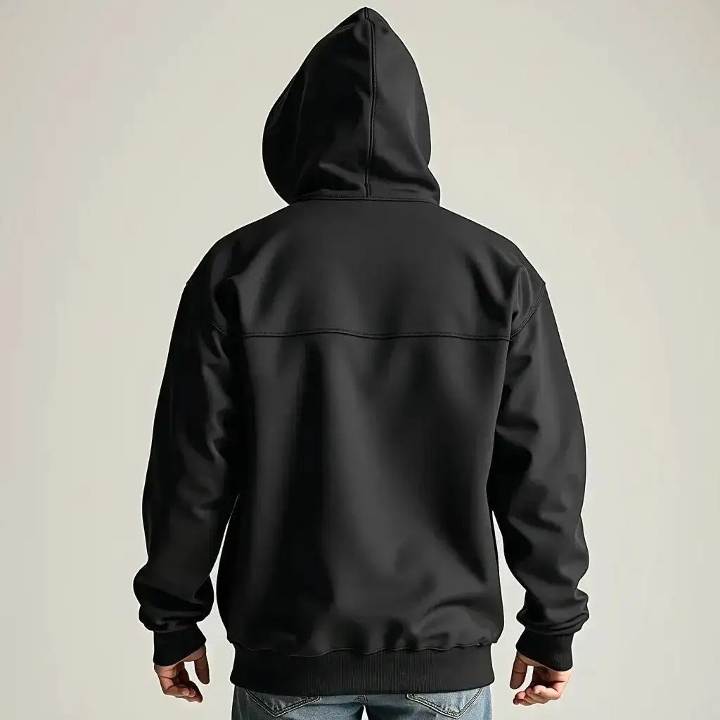 Layered Unisex Band Hoodie: Perfect for Every Season and Outfit - Back view of a black hoodie.