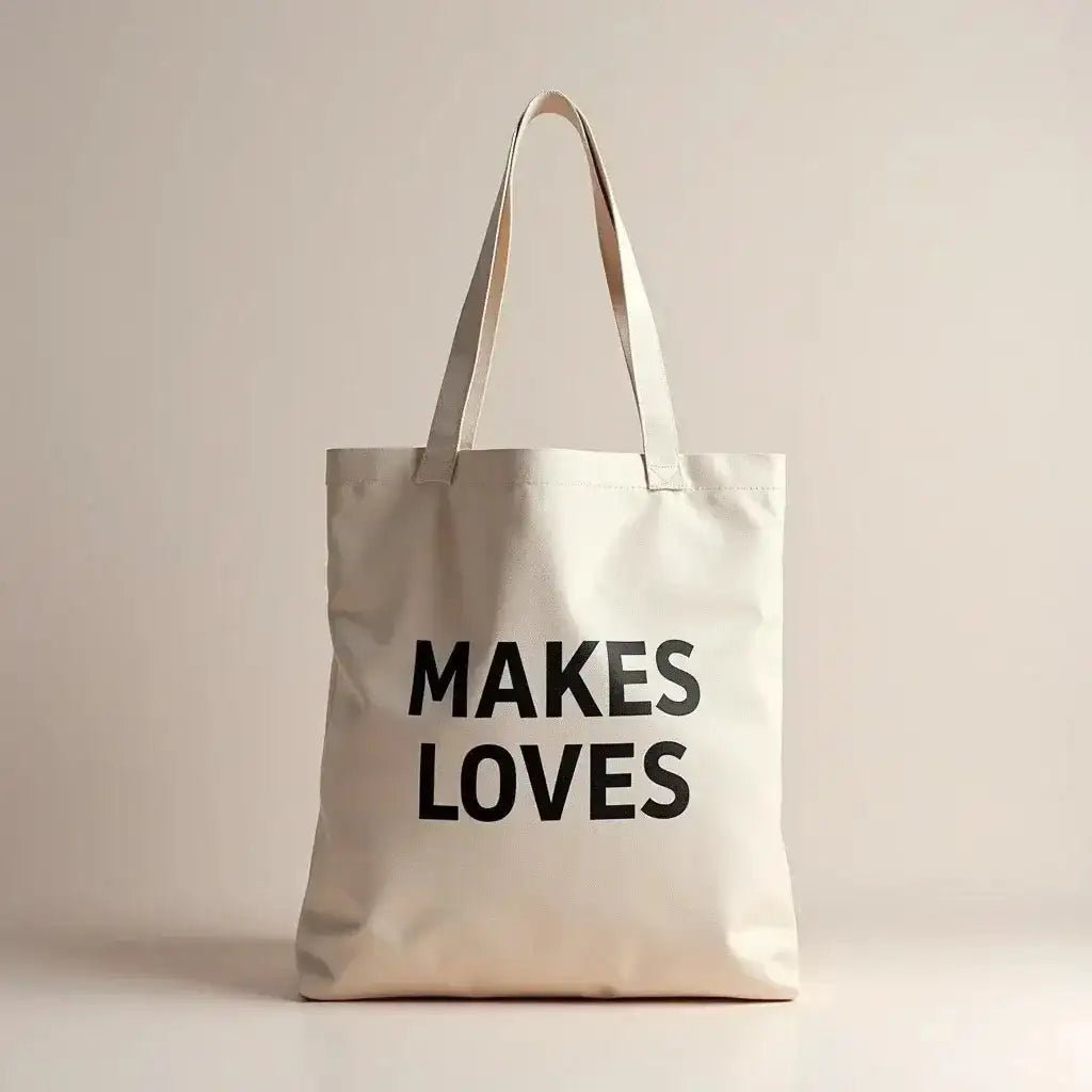 Standout Artist Logo Tote Bags for Enhanced Brand Visibility featuring minimalist design with bold text.