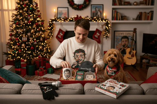 Unwrapping the Magic: Behind the Scenes of Lewis Capaldi's Christmas Merchandise Collection.