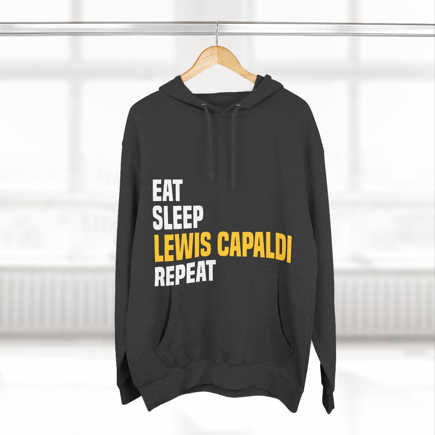 Lewis Capaldi Three-Panel Fleece Hoodie - Eat sleep Lewis Capaldi repeat