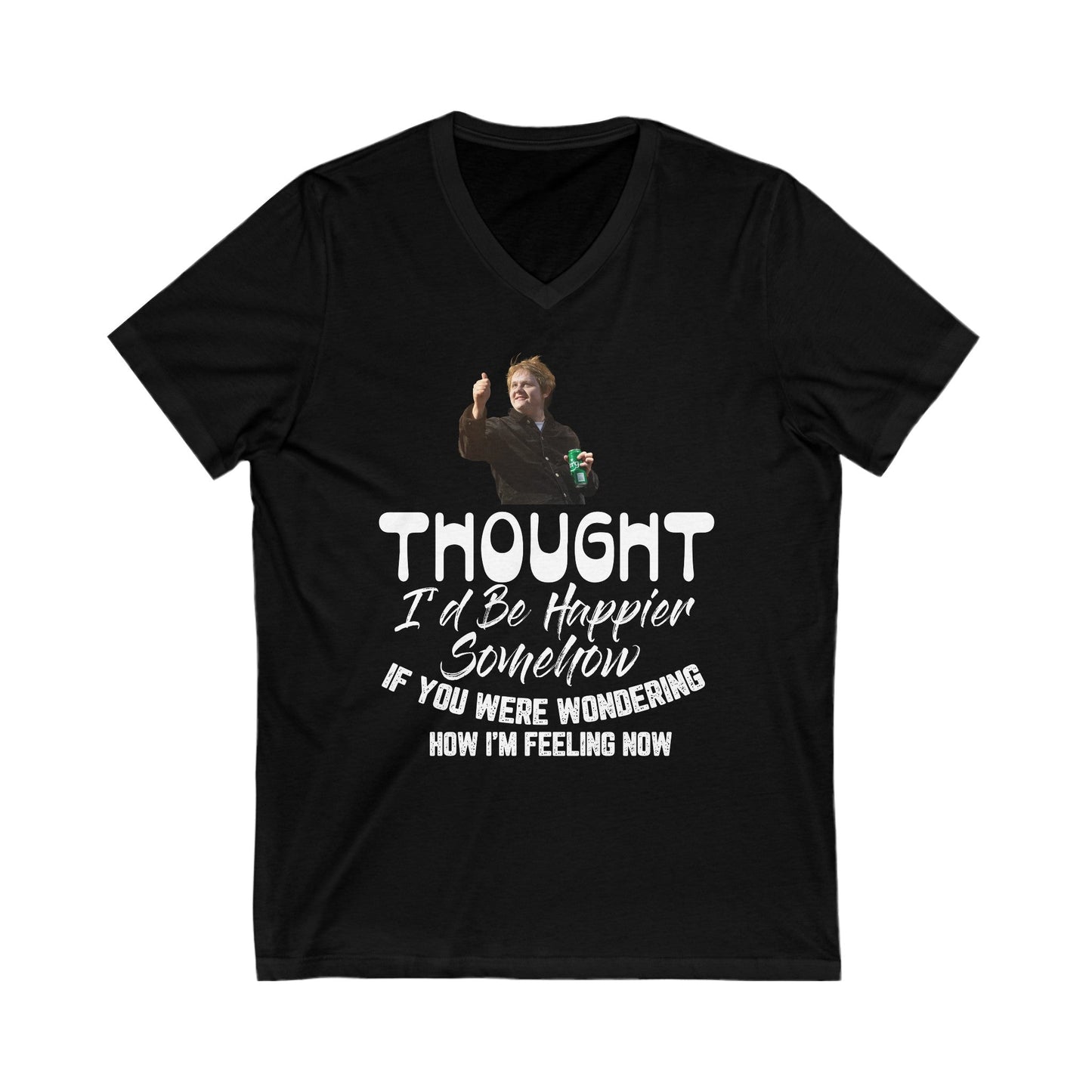 Lewis Capaldi Unisex Jersey Short Sleeve V-Neck Tee - Thought I'd be happier