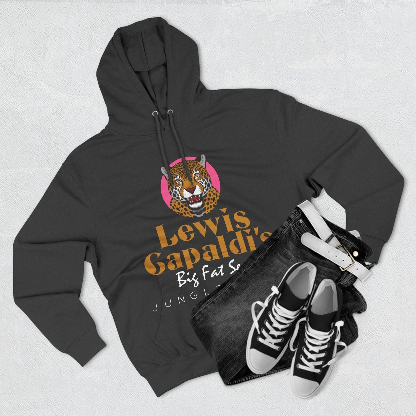 Lewis Capaldi Three-Panel Fleece Hoodie - Big Fat Sexy Jungle Cats - Hoodie