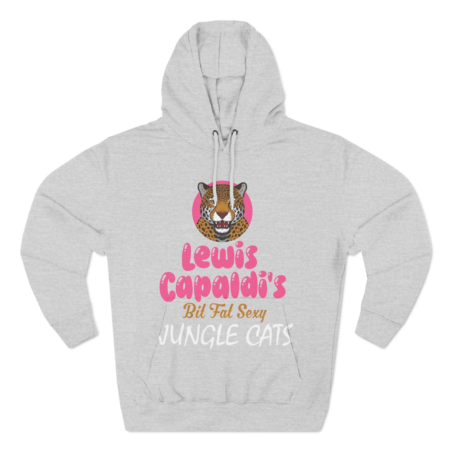 Lewis Capaldi Three-Panel Fleece Hoodie - Big Fat Sexy Jungle Cats - Heather Grey / S - Hoodie