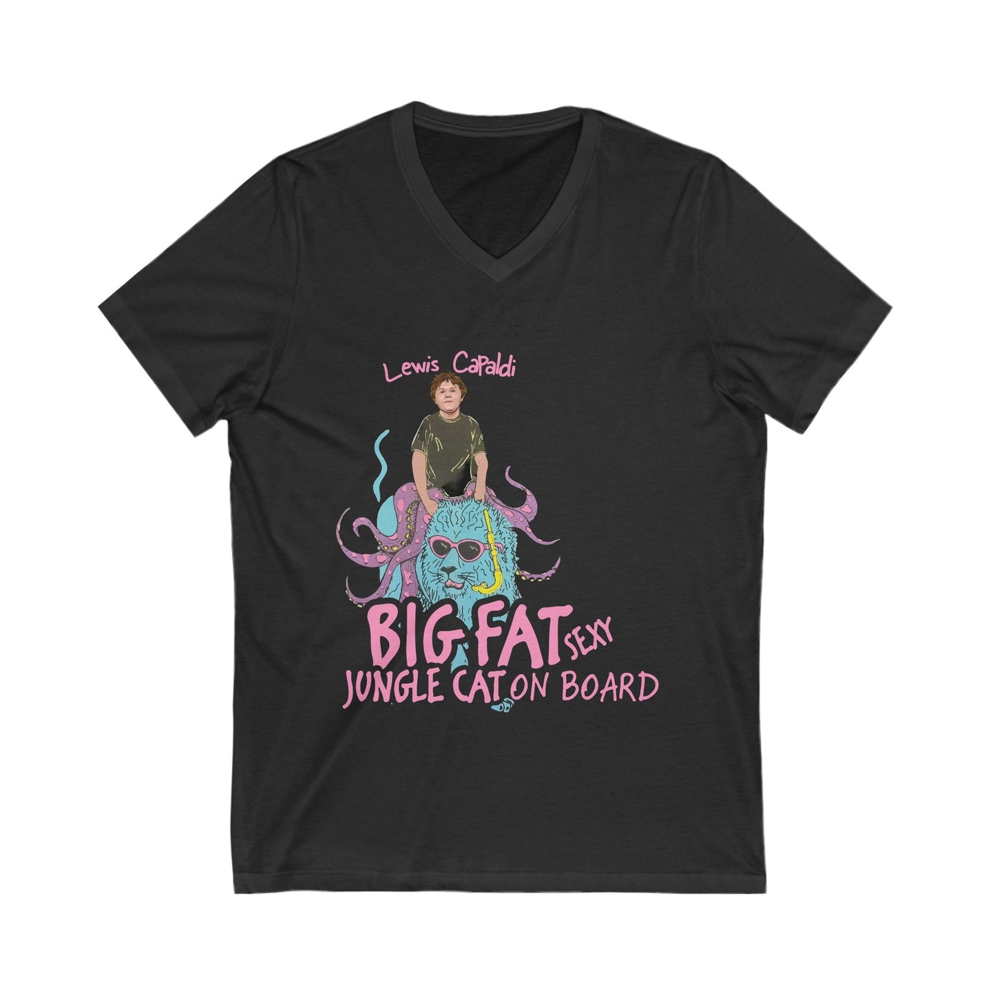 Lewis Capaldi Unisex Jersey Short Sleeve V-Neck Tee - Big Fat Sexy jungle cats