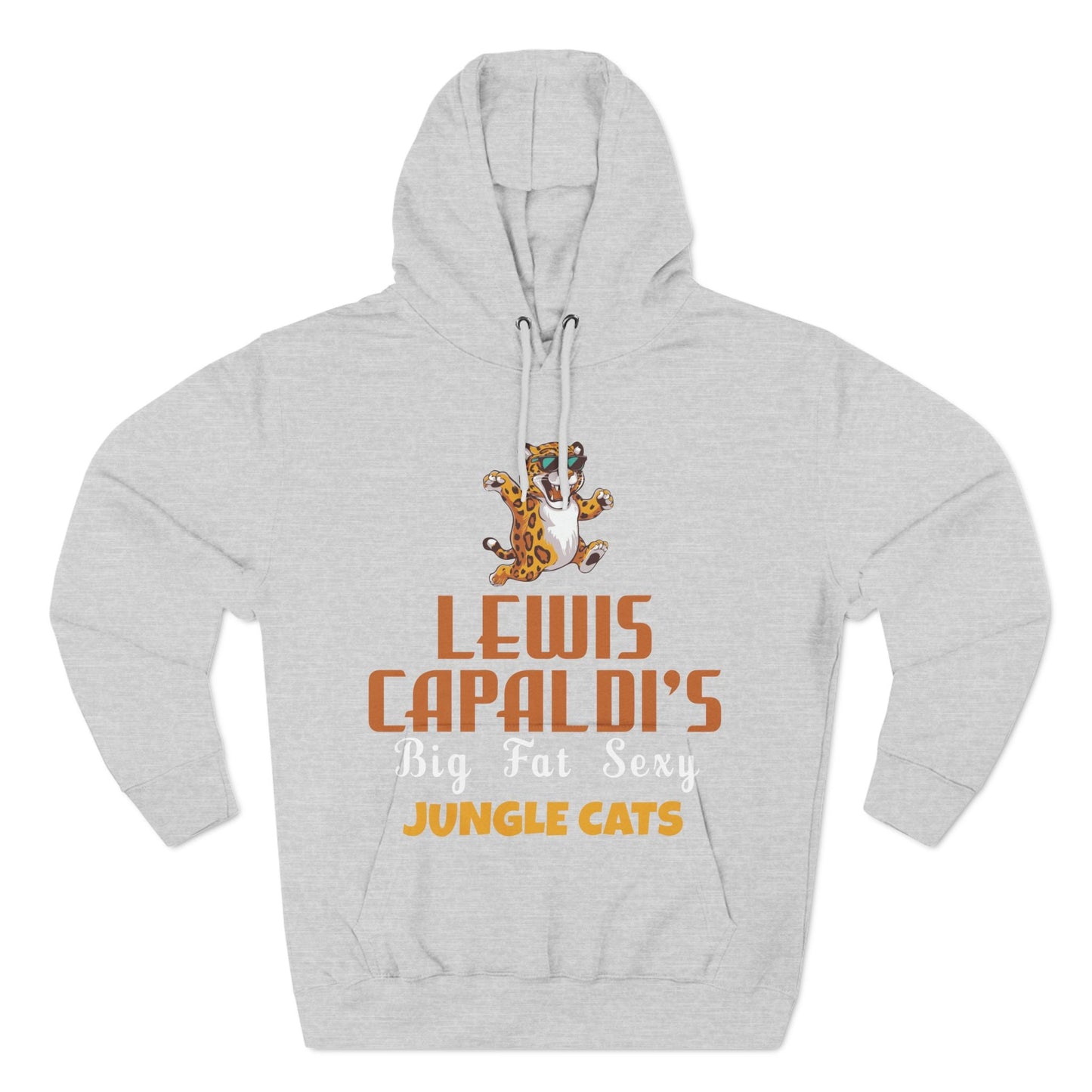 Lewis Capaldi Three-Panel Fleece Hoodie - Big Fat Sexy Jungle Cats - Heather Grey / S - Hoodie