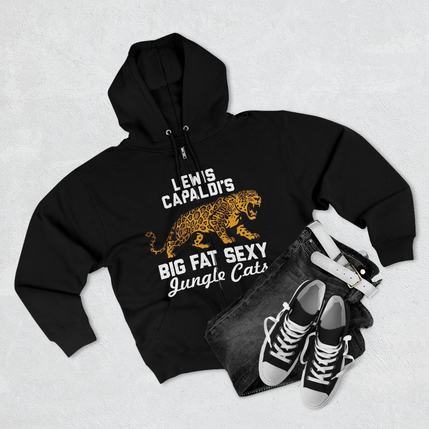 Lewis Capaldi Unisex Zip Hoodie - Big Fat Sexy Jungle Cats