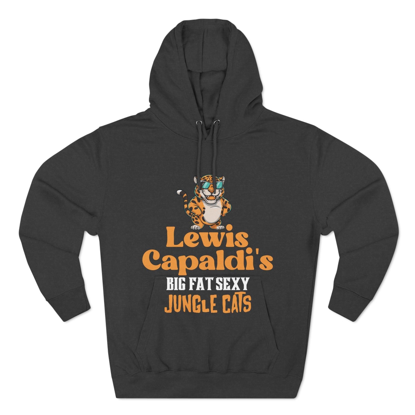 Lewis Capaldi Three-Panel Fleece Hoodie - Big Fat Sexy Jungle Cats - Charcoal Heather / S - Hoodie