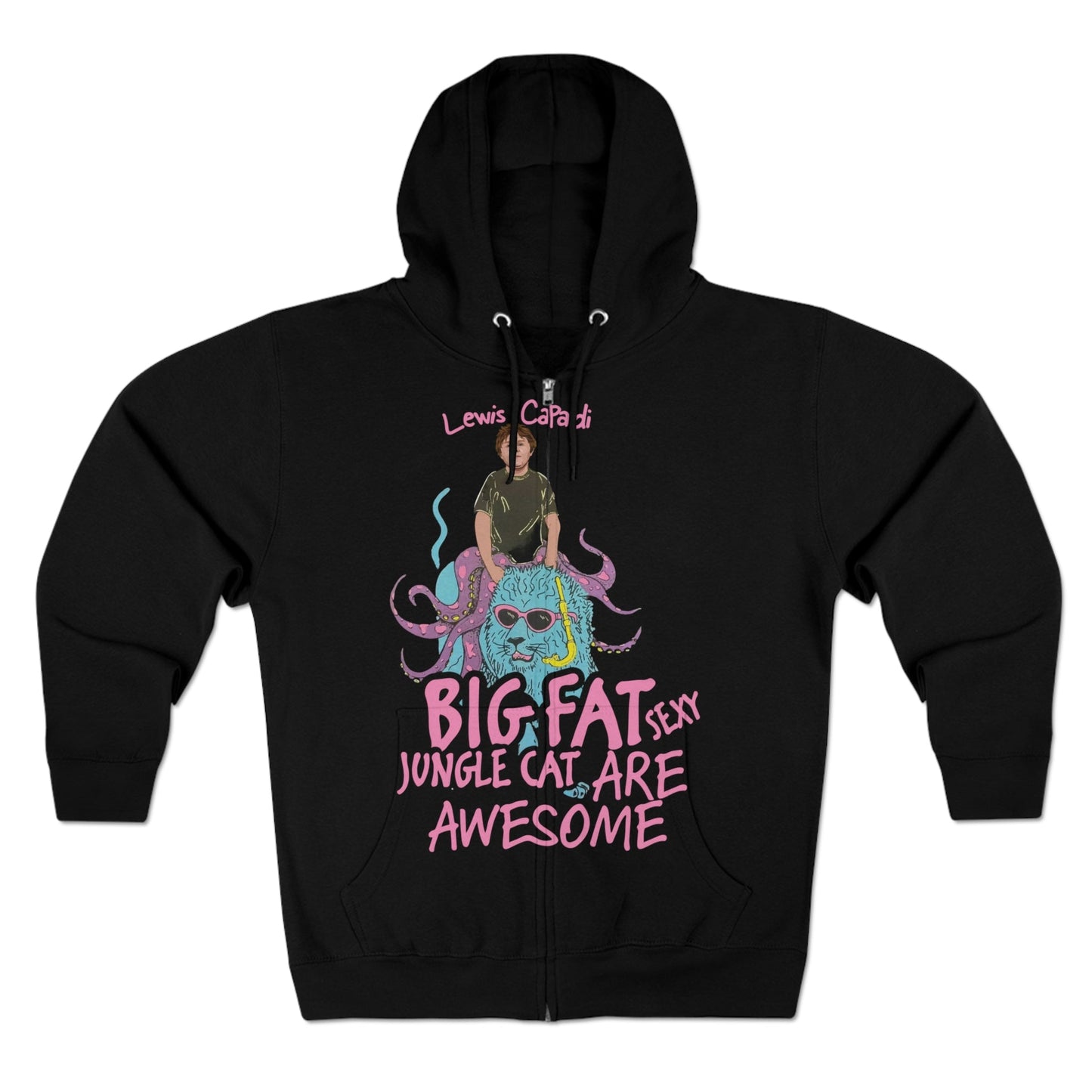 Lewis Capaldi Unisex Zip Hoodie - Big Fat Sexy Jungle Cats