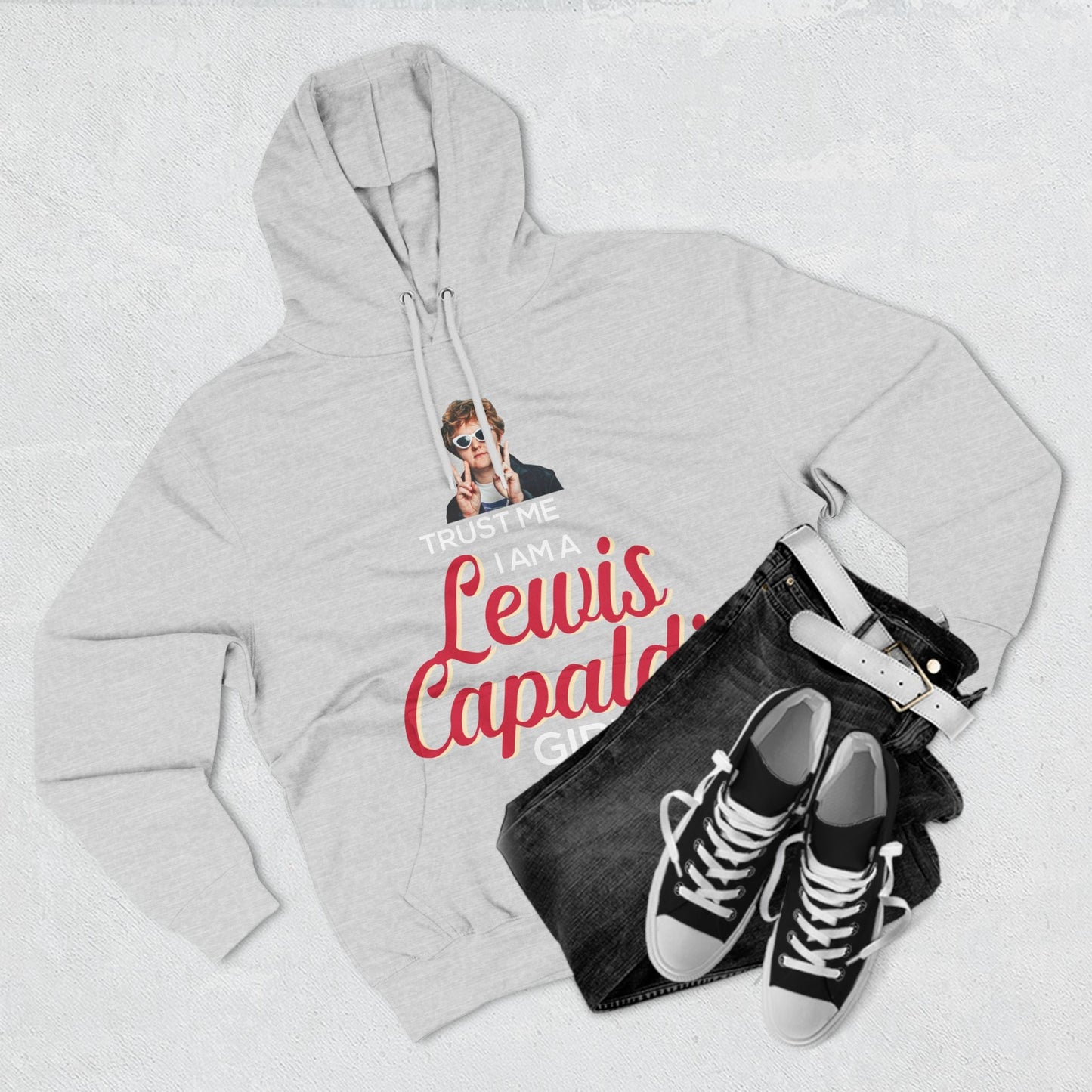 Lewis Capaldi Three-Panel Fleece Hoodie - Trust me I am a Lewis Capaldi girl