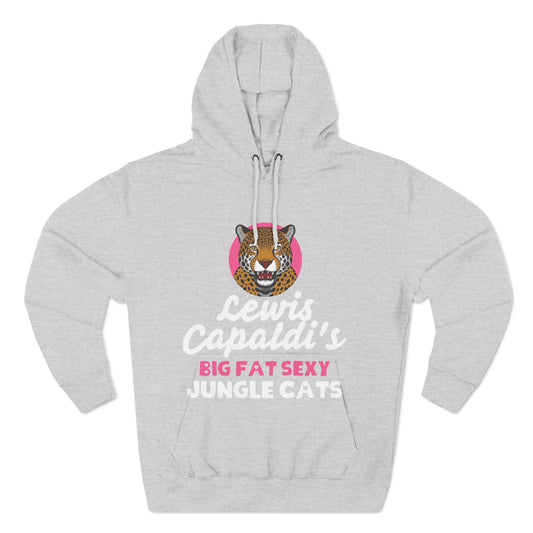 Lewis Capaldi Three-Panel Fleece Hoodie - Big Fat Sexy Jungle Cats - Heather Grey / S - Hoodie