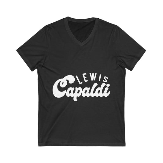 Lewis Capaldi Unisex Jersey Short Sleeve V-Neck Tee - Writing