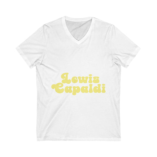 Lewis Capaldi Unisex Jersey Short Sleeve V-Neck Tee - Writing