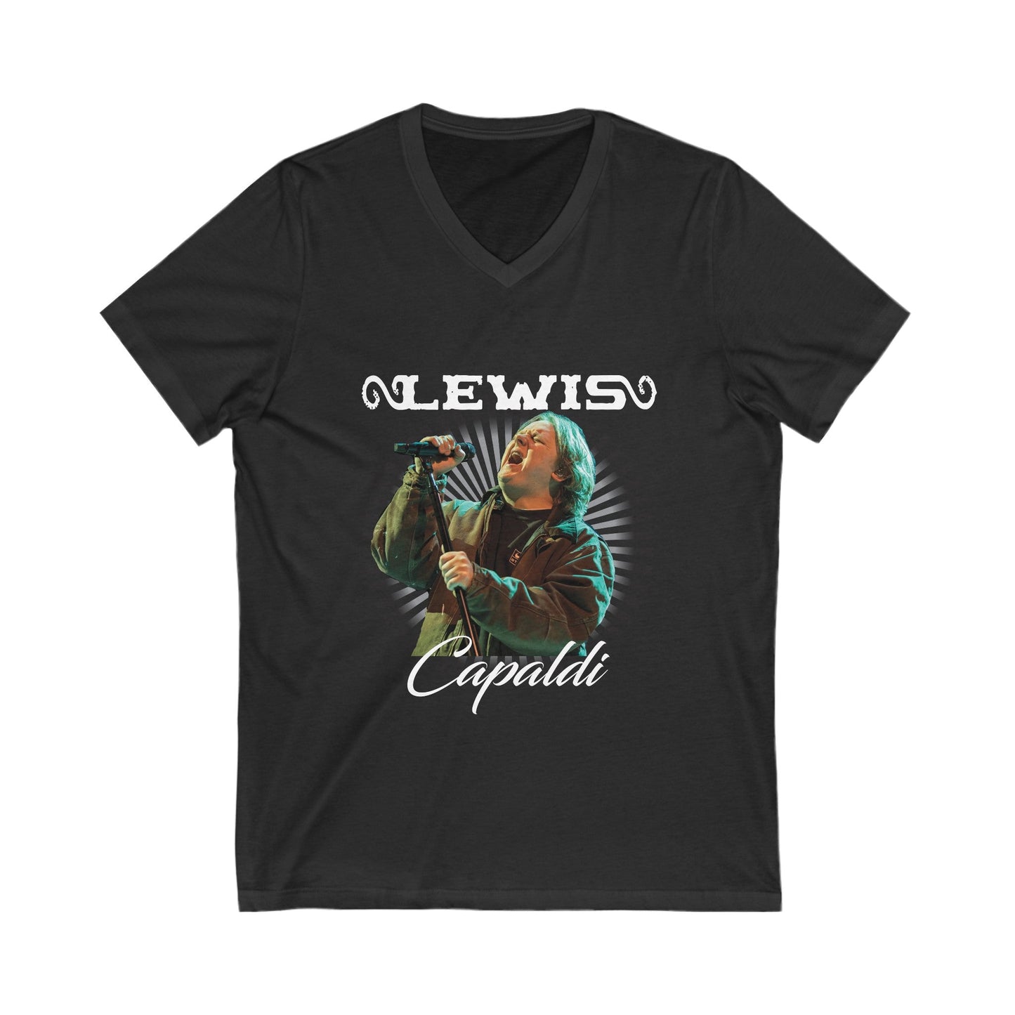 Lewis Capaldi Unisex Jersey Short Sleeve V-Neck Tee - Graphic