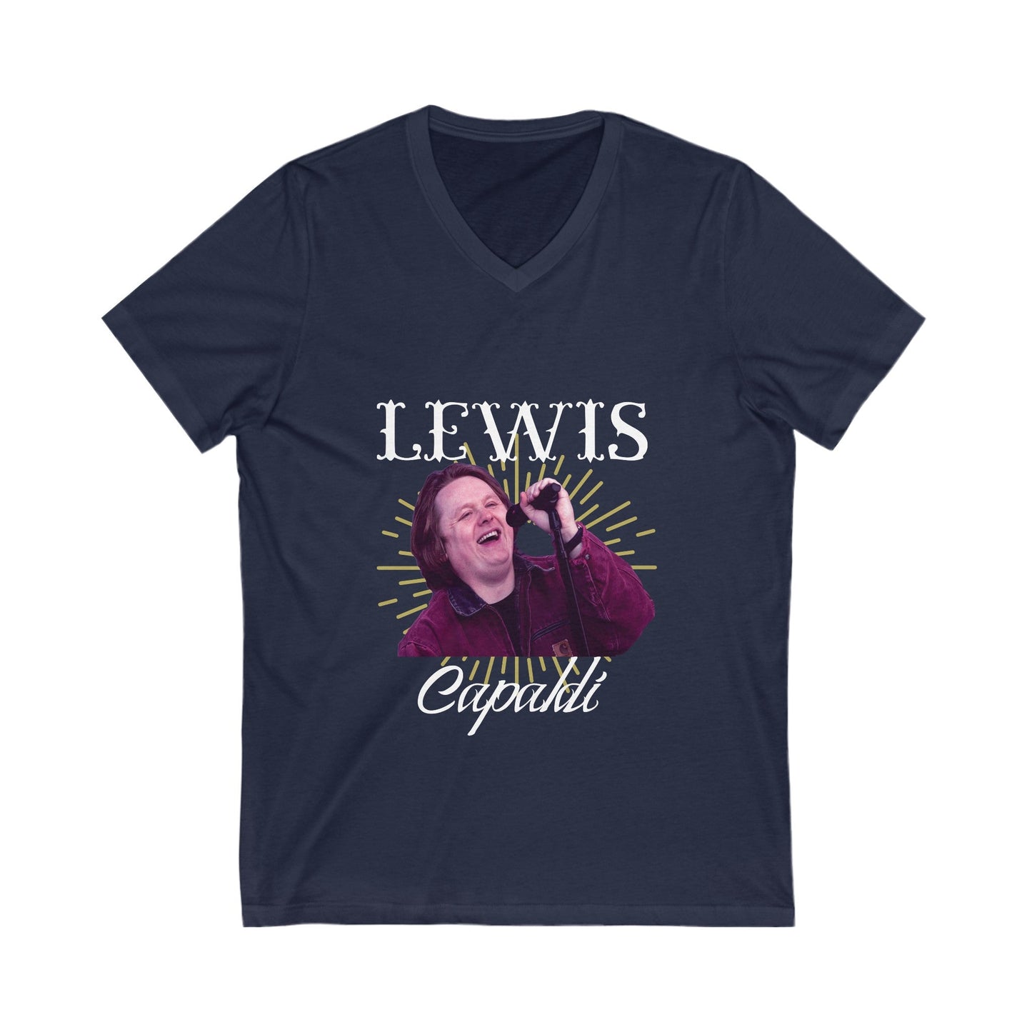 Lewis Capaldi Unisex Jersey Short Sleeve V-Neck Tee - Graphic