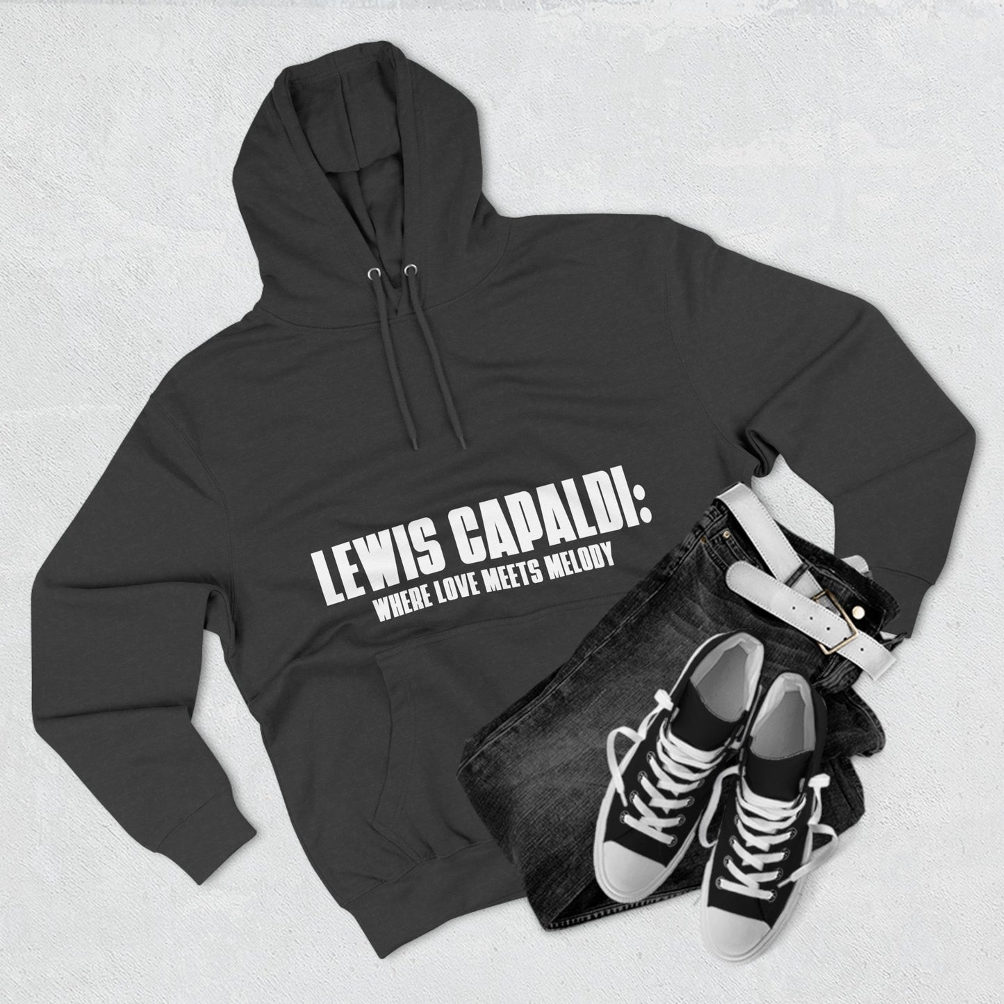 Lewis Capaldi Three-Panel Fleece Hoodie - When love meets melody