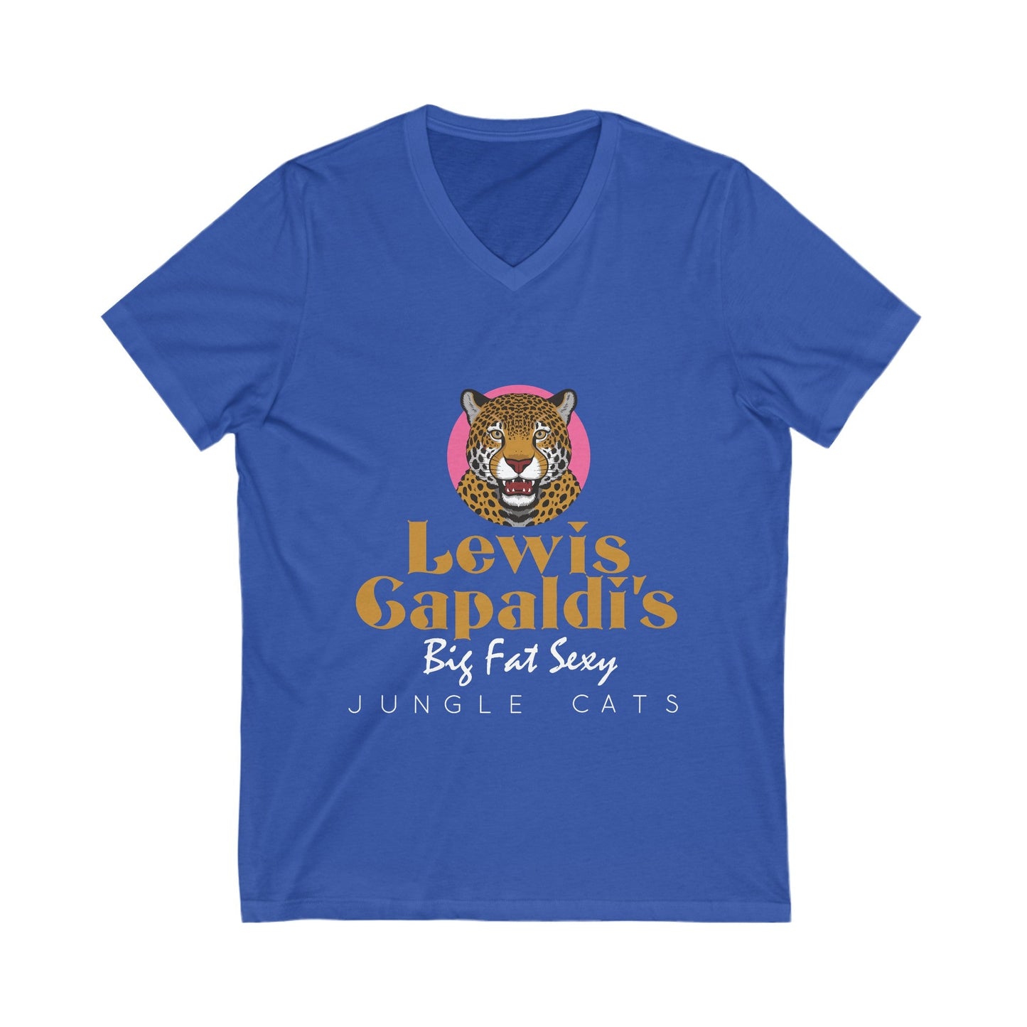 Lewis Capaldi Unisex Jersey Short Sleeve V-Neck - Big Fat Sexy Jungle Cats - S / True Royal - V-neck