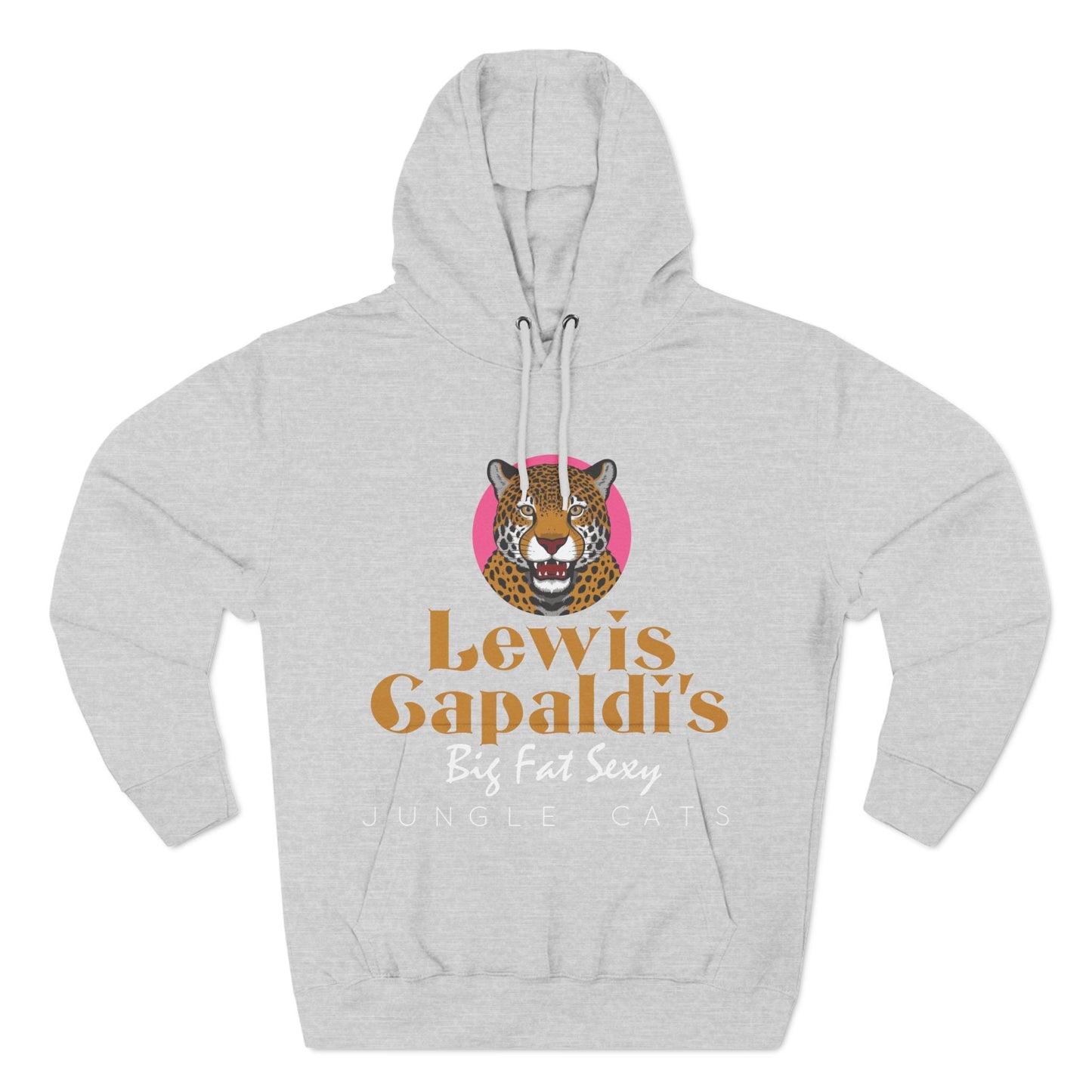 Lewis Capaldi Three-Panel Fleece Hoodie - Big Fat Sexy Jungle Cats - Heather Grey / S - Hoodie