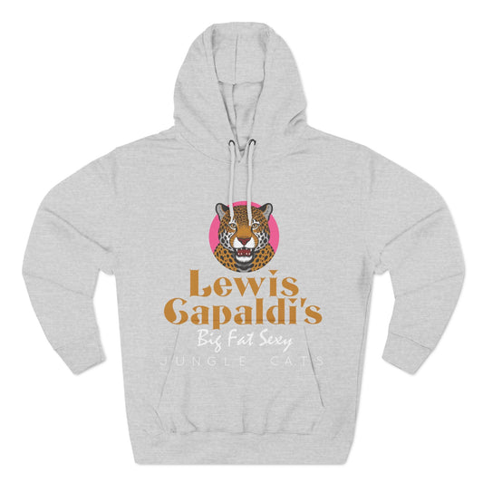 Lewis Capaldi Three-Panel Fleece Hoodie - Big Fat Sexy Jungle Cats - Heather Grey / S - Hoodie