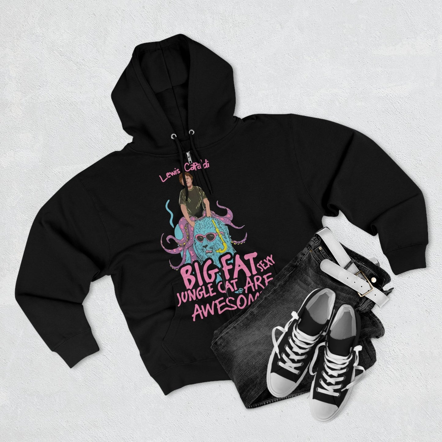 Lewis Capaldi Unisex Zip Hoodie - Big Fat Sexy Jungle Cats