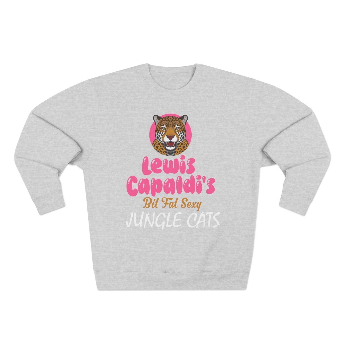 Lewis Capaldi Unisex Crewneck Sweatshirt - Big Fat Sexy Jungle Cats - Heather Grey / S - Sweatshirt