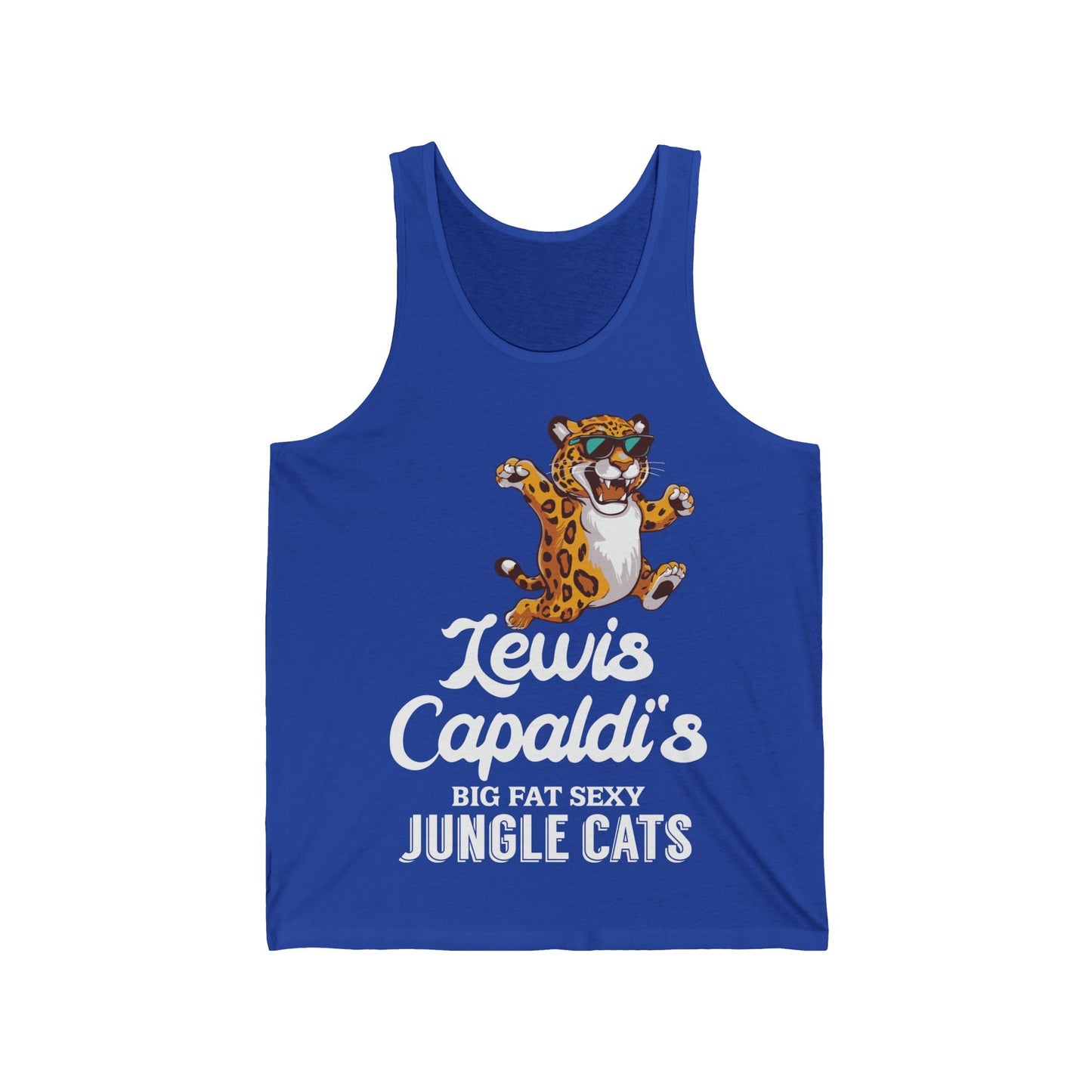 Lewis Capaldi Unisex Jersey Tank Top - Big Fat Sexy Jungle Cats - S / True Royal - Tank Top