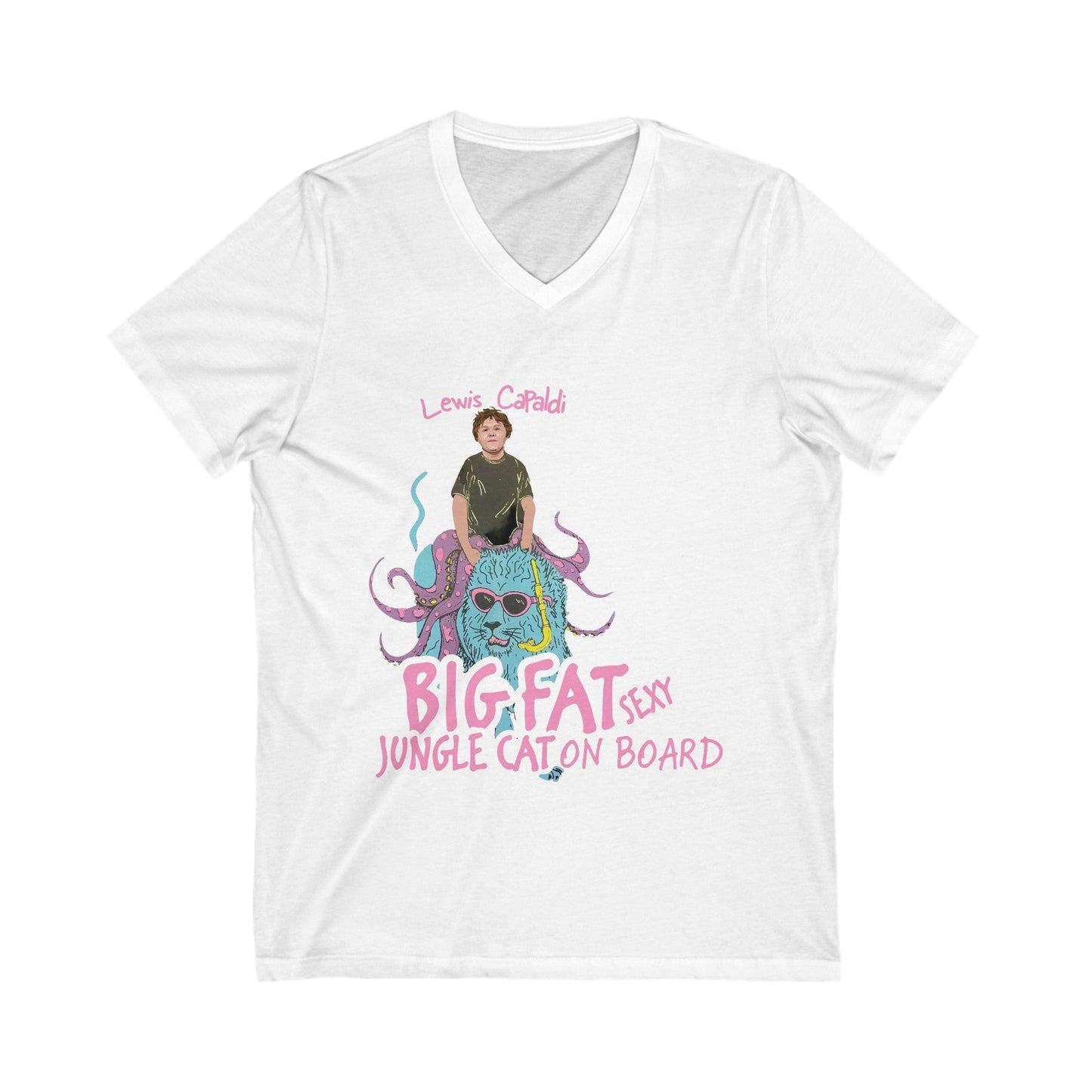 Lewis Capaldi Unisex Jersey Short Sleeve V-Neck Tee - Big Fat Sexy jungle cats