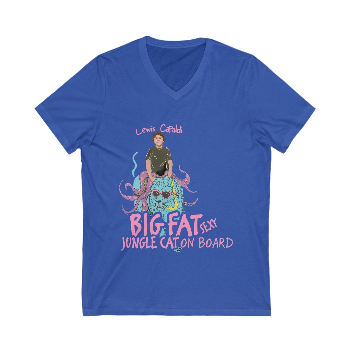 Lewis Capaldi Unisex Jersey Short Sleeve V-Neck Tee - Big Fat Sexy jungle cats