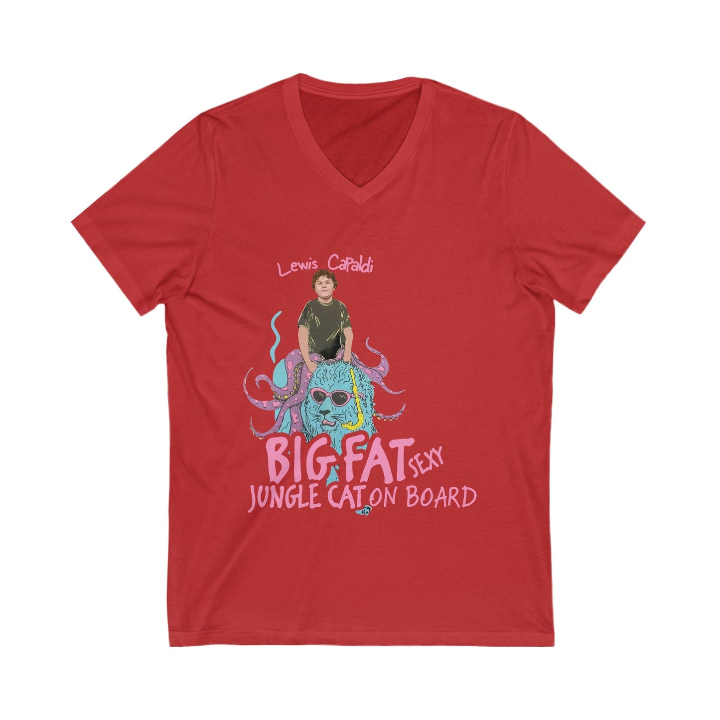 Lewis Capaldi Unisex Jersey Short Sleeve V-Neck Tee - Big Fat Sexy jungle cats