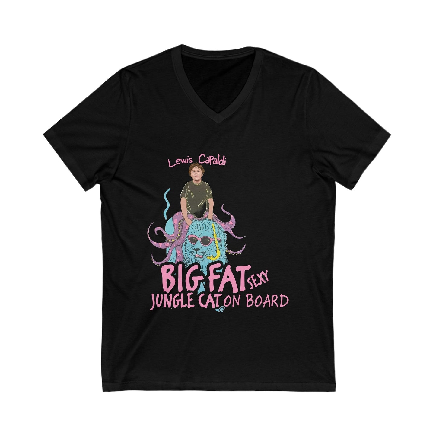 Lewis Capaldi Unisex Jersey Short Sleeve V-Neck Tee - Big Fat Sexy jungle cats