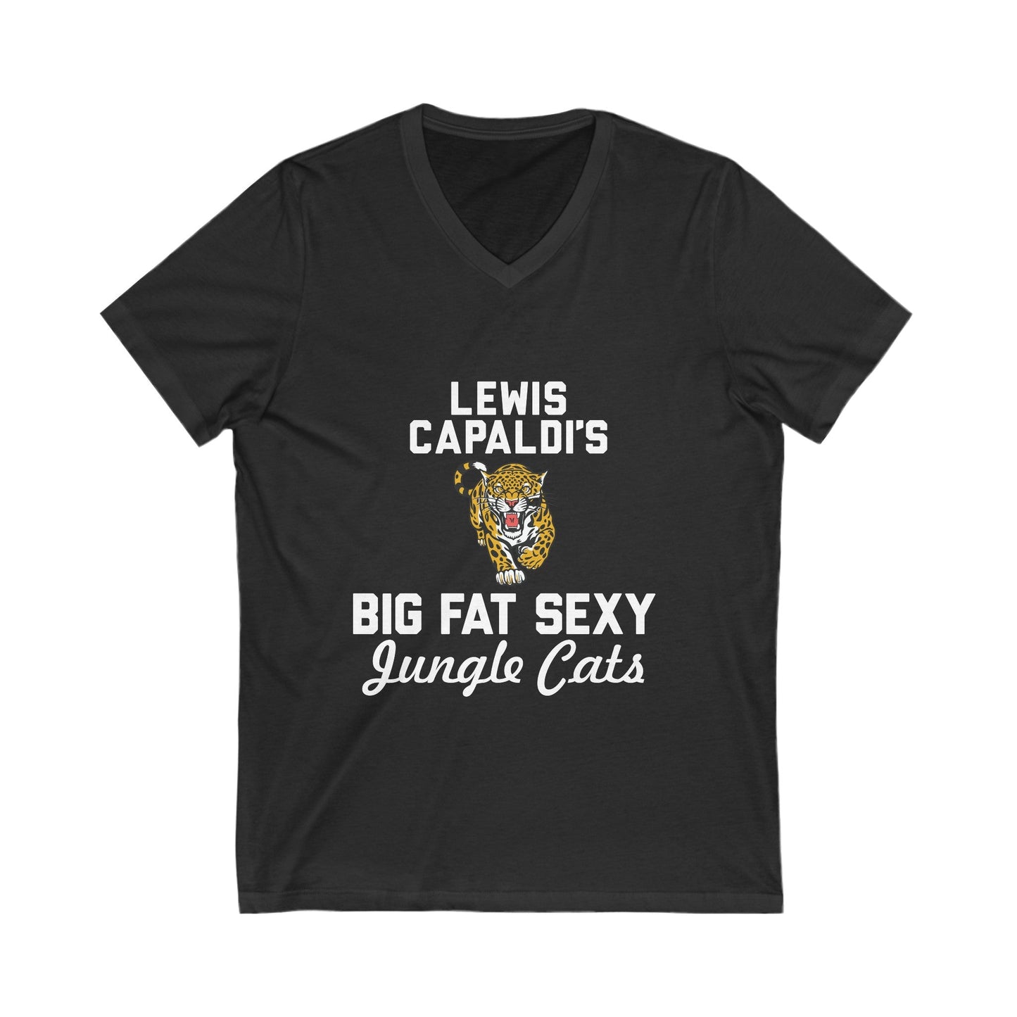 Lewis Capaldi Unisex Jersey Short Sleeve V-Neck Tee - Big Fat Sexy jungle cats