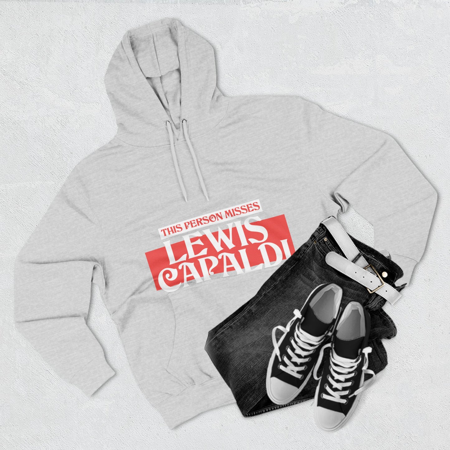 Lewis Capaldi Three-Panel Fleece Hoodie - This Person Misses Lewis Capaldi