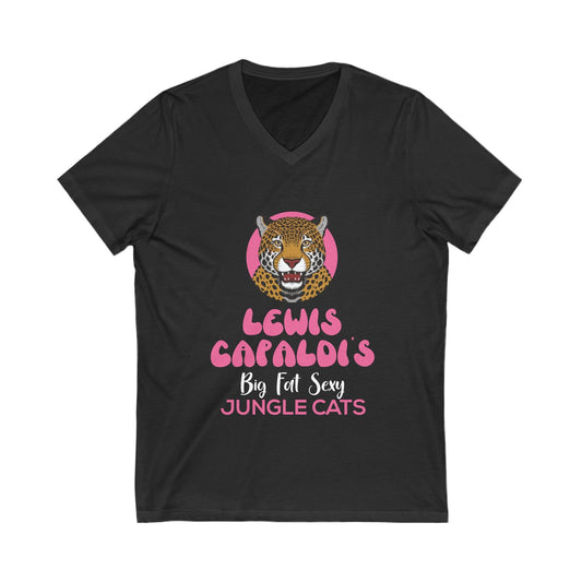 Lewis Capaldi Unisex Jersey Short Sleeve V-Neck - Big Fat Sexy Jungle Cats - S / Dark Grey Heather - V-neck