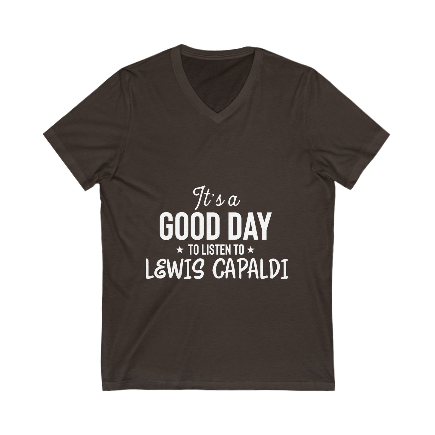 Lewis Capaldi Unisex Jersey Short Sleeve V-Neck Tee - It's a good day to listen to Lewis Capaldi