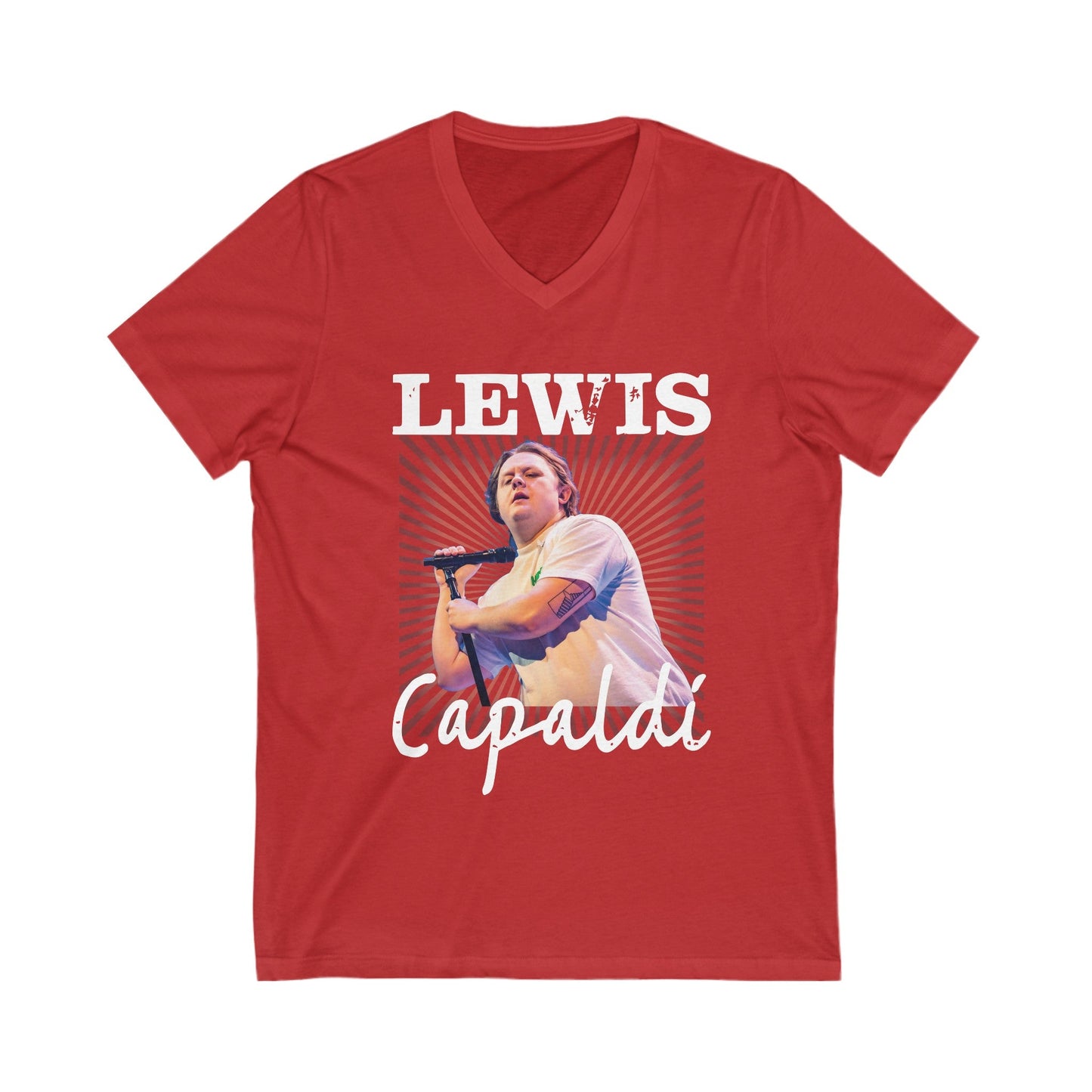 Lewis Capaldi Unisex Jersey Short Sleeve V-Neck Tee - Graphic