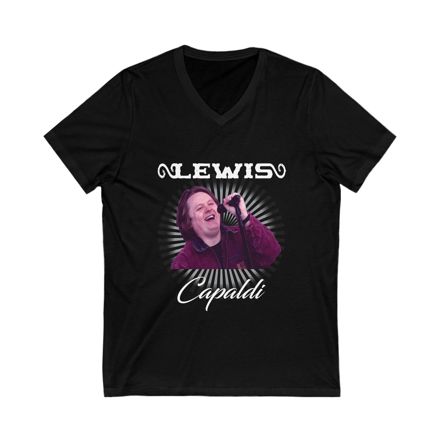 Lewis Capaldi Unisex Jersey Short Sleeve V-Neck Tee - Graphic