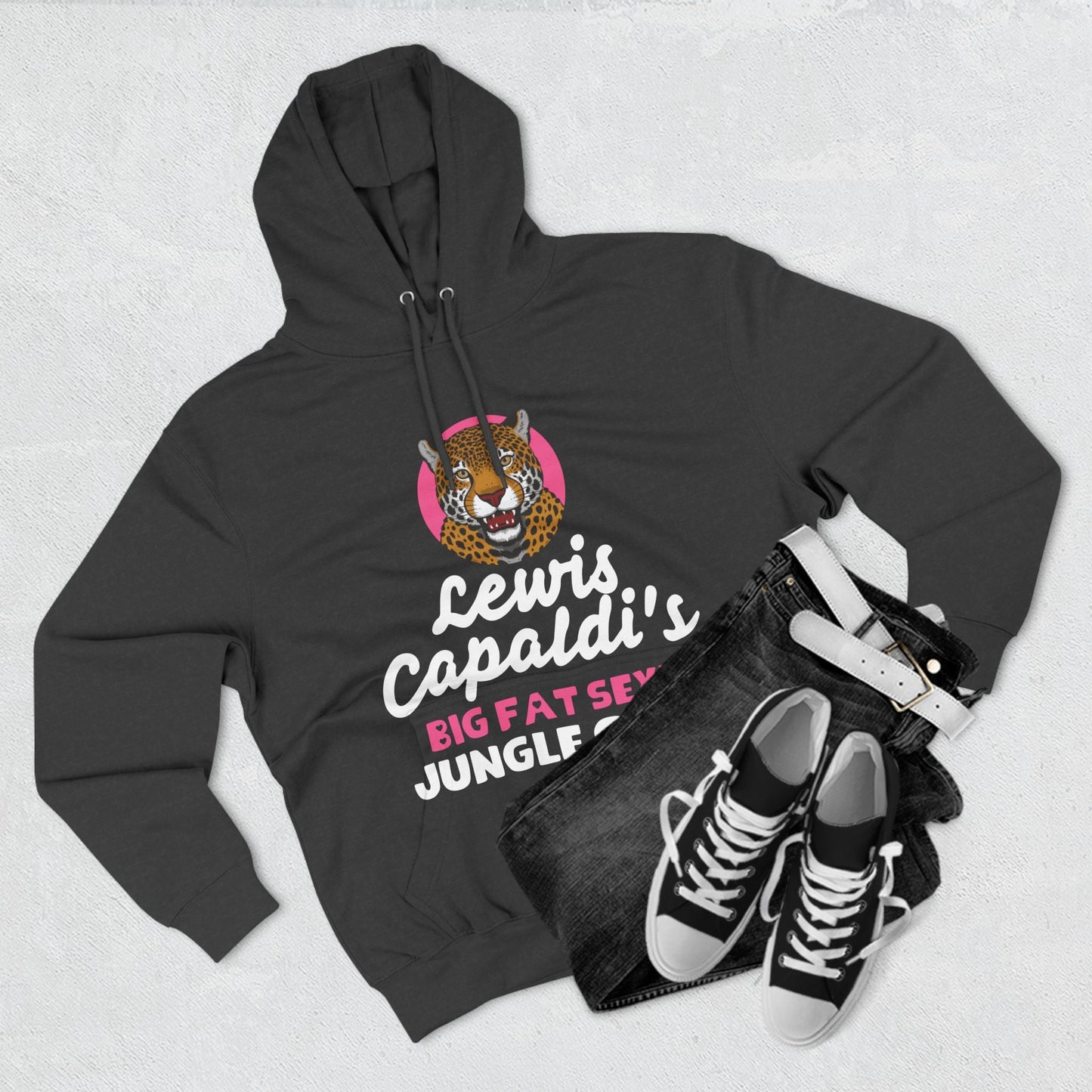 Lewis Capaldi Three-Panel Fleece Hoodie - Big Fat Sexy Jungle Cats - Hoodie