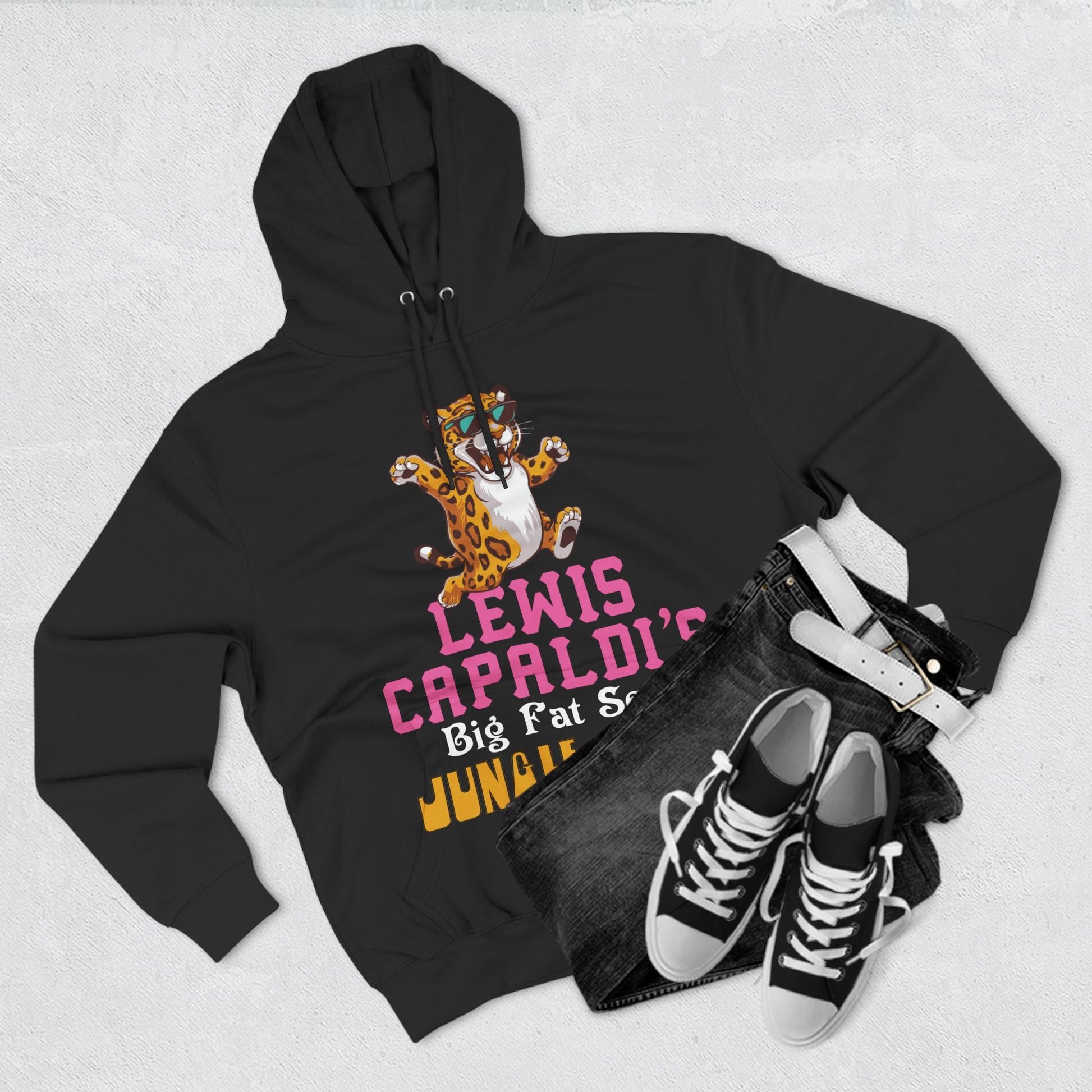 Lewis Capaldi Three-Panel Fleece Hoodie - Big Fat Sexy Jungle Cats - Hoodie