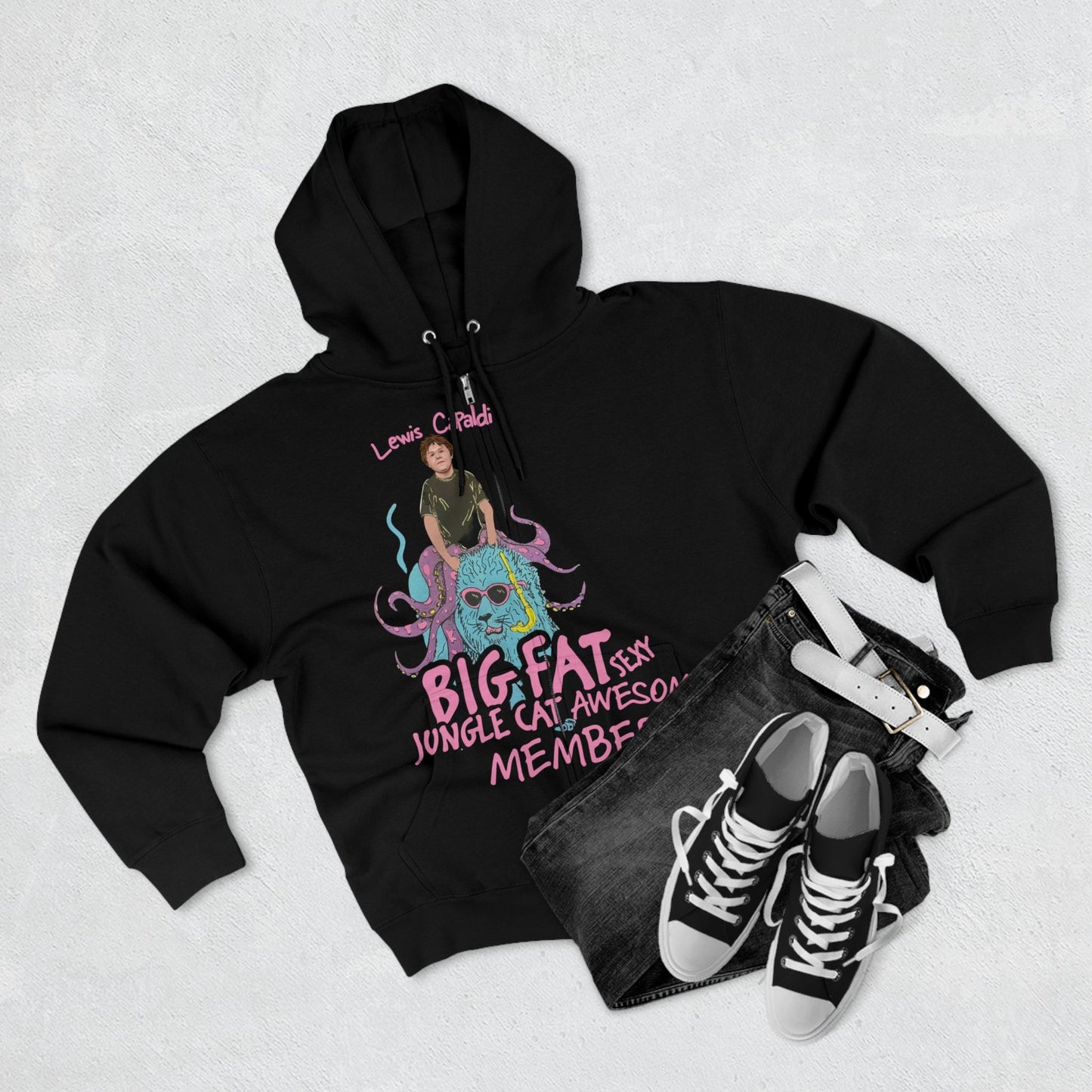 Lewis Capaldi Unisex Zip Hoodie - Big Fat Sexy Jungle Cats