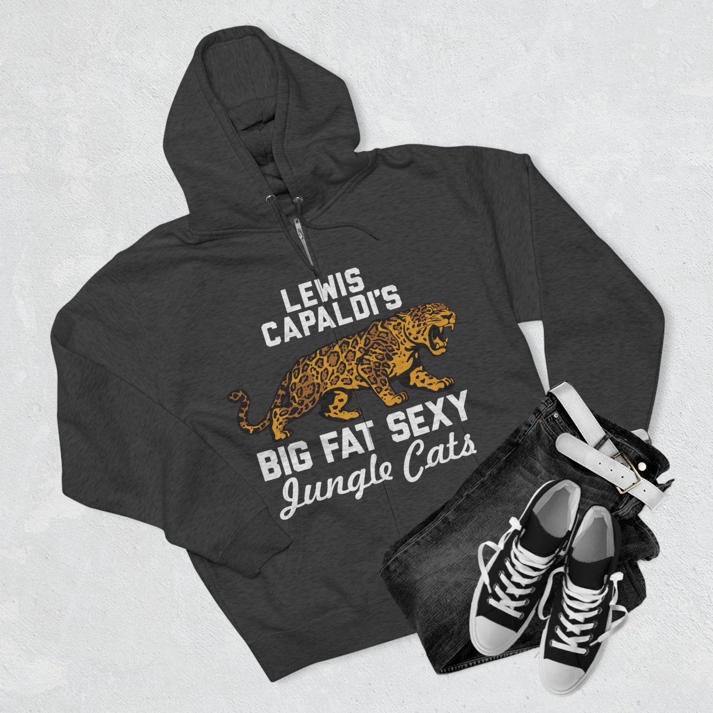 Lewis Capaldi Unisex Zip Hoodie - Big Fat Sexy Jungle Cats